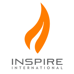 Orange flame logo with 'INSPIRE INTERNATIONAL' text on a white background